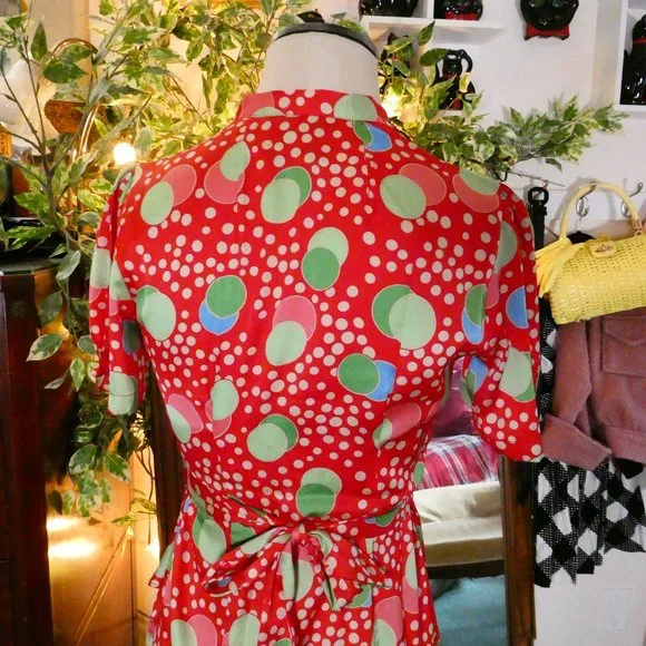 The Seamstress of Bloomsbury 1940's Style Atomic Satin Mabel Dress Sz UK8 - Picture 8 of 11